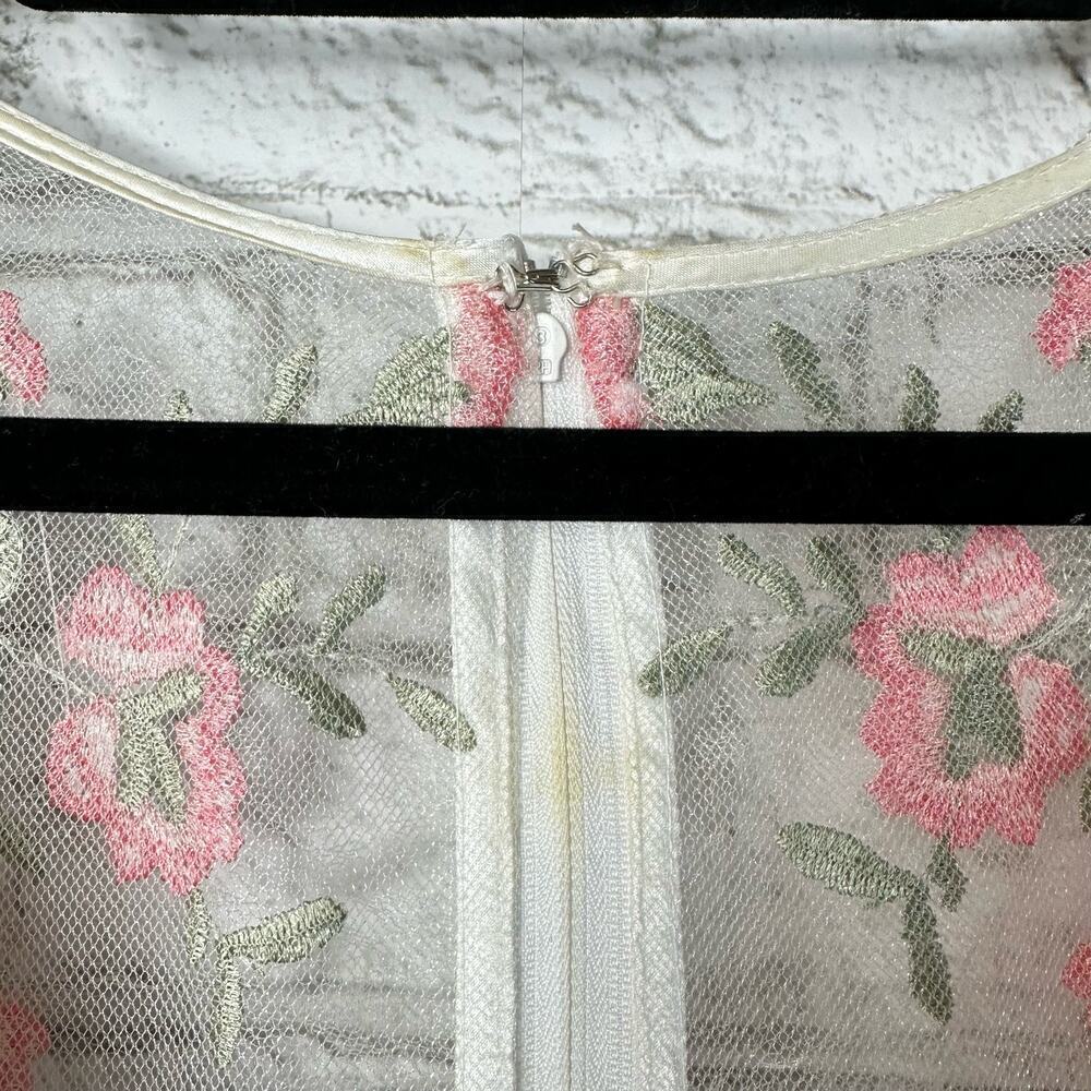My Michelle Prom Dress Embroidered Tulle Formal Maxi Floral White Pink Green 7 - Picture 7 of 10